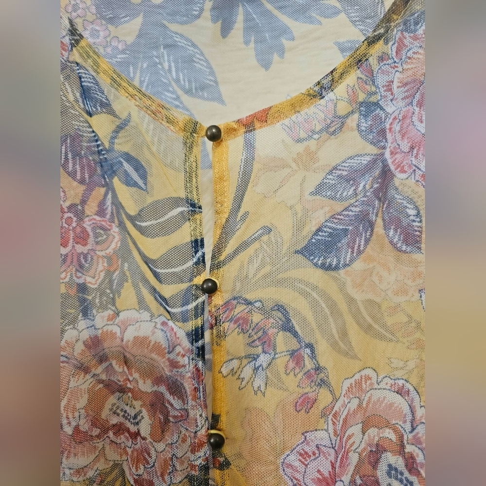 Cato Mustard Floral Sleeveless Tunic 26/28 Like New - Picture 5 of 11